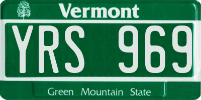 VT license plate YRS969