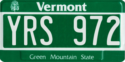 VT license plate YRS972