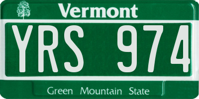 VT license plate YRS974