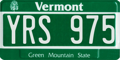 VT license plate YRS975