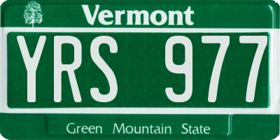 VT license plate YRS977