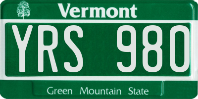 VT license plate YRS980