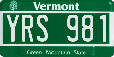 VT license plate YRS981