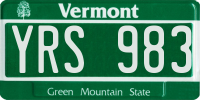 VT license plate YRS983