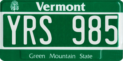 VT license plate YRS985