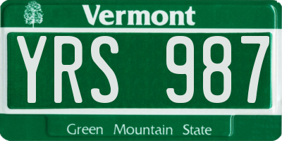 VT license plate YRS987