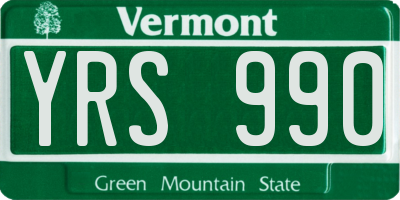 VT license plate YRS990