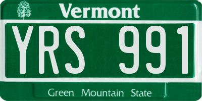 VT license plate YRS991