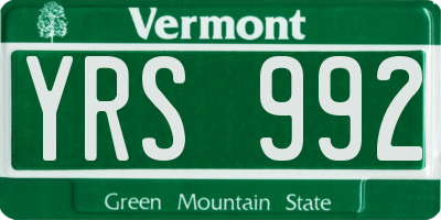 VT license plate YRS992