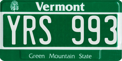 VT license plate YRS993
