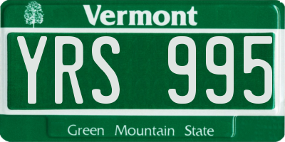 VT license plate YRS995
