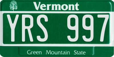 VT license plate YRS997