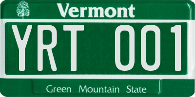 VT license plate YRT001