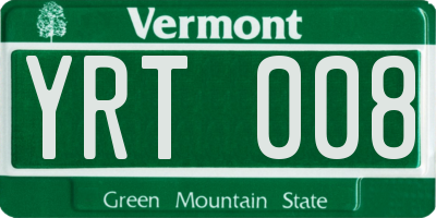 VT license plate YRT008
