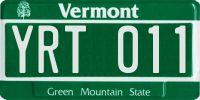 VT license plate YRT011