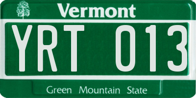 VT license plate YRT013