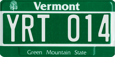 VT license plate YRT014