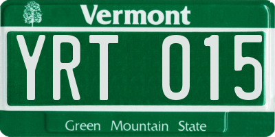 VT license plate YRT015