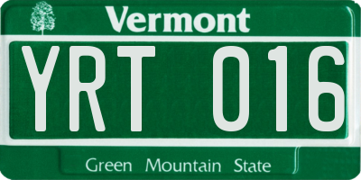 VT license plate YRT016