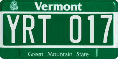 VT license plate YRT017