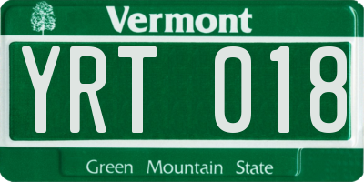 VT license plate YRT018
