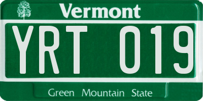 VT license plate YRT019