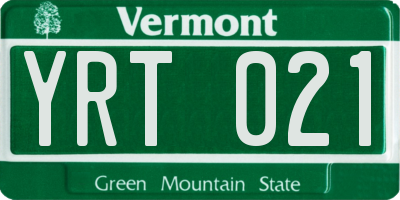 VT license plate YRT021