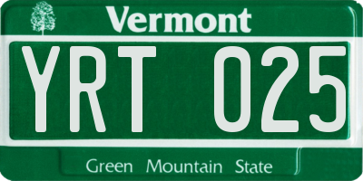 VT license plate YRT025
