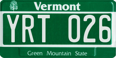 VT license plate YRT026