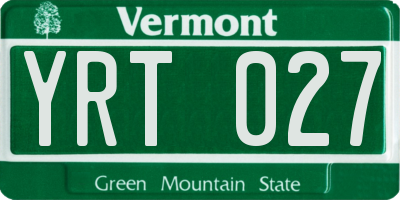 VT license plate YRT027