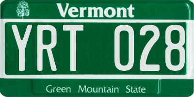 VT license plate YRT028