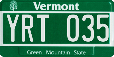 VT license plate YRT035