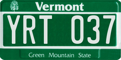 VT license plate YRT037
