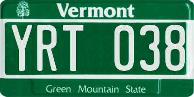 VT license plate YRT038