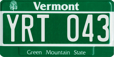VT license plate YRT043