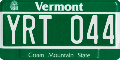 VT license plate YRT044