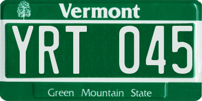 VT license plate YRT045
