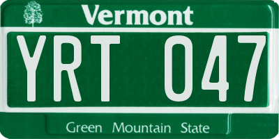 VT license plate YRT047