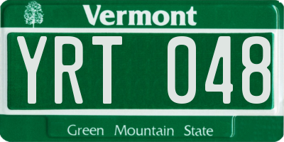 VT license plate YRT048