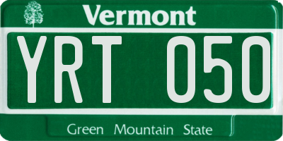 VT license plate YRT050