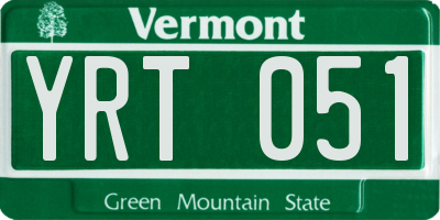 VT license plate YRT051