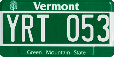 VT license plate YRT053