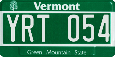 VT license plate YRT054