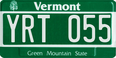 VT license plate YRT055