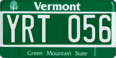 VT license plate YRT056