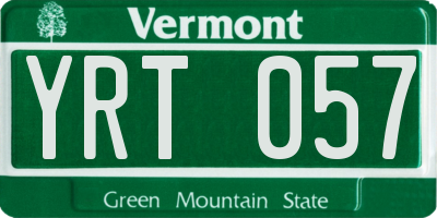 VT license plate YRT057