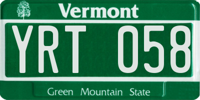 VT license plate YRT058