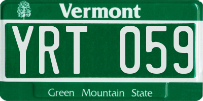 VT license plate YRT059