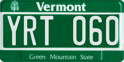 VT license plate YRT060