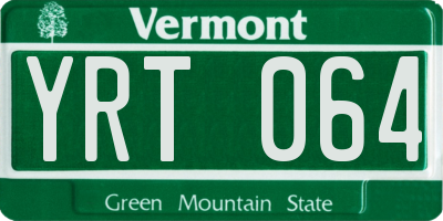 VT license plate YRT064
